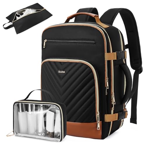 Telena Travel Backpack for Women 156 inch Laptop Backpack TSA Carry on Backpack Personal Item Size Flight Approved Travel Bag Daypack with MultiPockets for Work Travel Business BlackBrown - Image 1