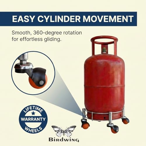 BIRDWING Heavy Wheel Stainless Steel LPG Gas Cylinder Trolley – Heavy Wheel Support for Kitchen Gas Stand (Heavy Wheel Gas Stand 1 Pc) - Image 4