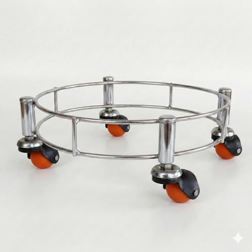 BIRDWING Heavy Wheel Stainless Steel LPG Gas Cylinder Trolley – Heavy Wheel Support for Kitchen Gas Stand (Heavy Wheel Gas Stand 1 Pc) - Image 1