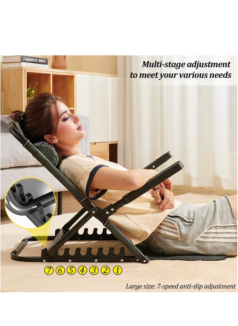 Bed Backrest for Sitting Up in Bed, Adjustable Lifting Back Rest Support, Folding Floor Chair for Reading with Pillow, Patient Care Bed Chair with Armrest Breathable Fabric, Black