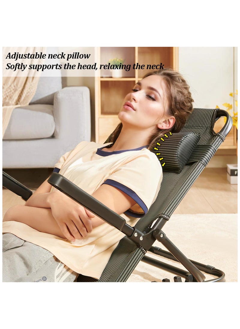 Bed Backrest for Sitting Up in Bed, Adjustable Lifting Back Rest Support, Folding Floor Chair for Reading with Pillow, Patient Care Bed Chair with Armrest Breathable Fabric, Black