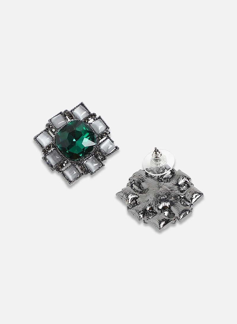 SOHI Emerald Soiree Artificial Stud Earring Jewellery - Image 3