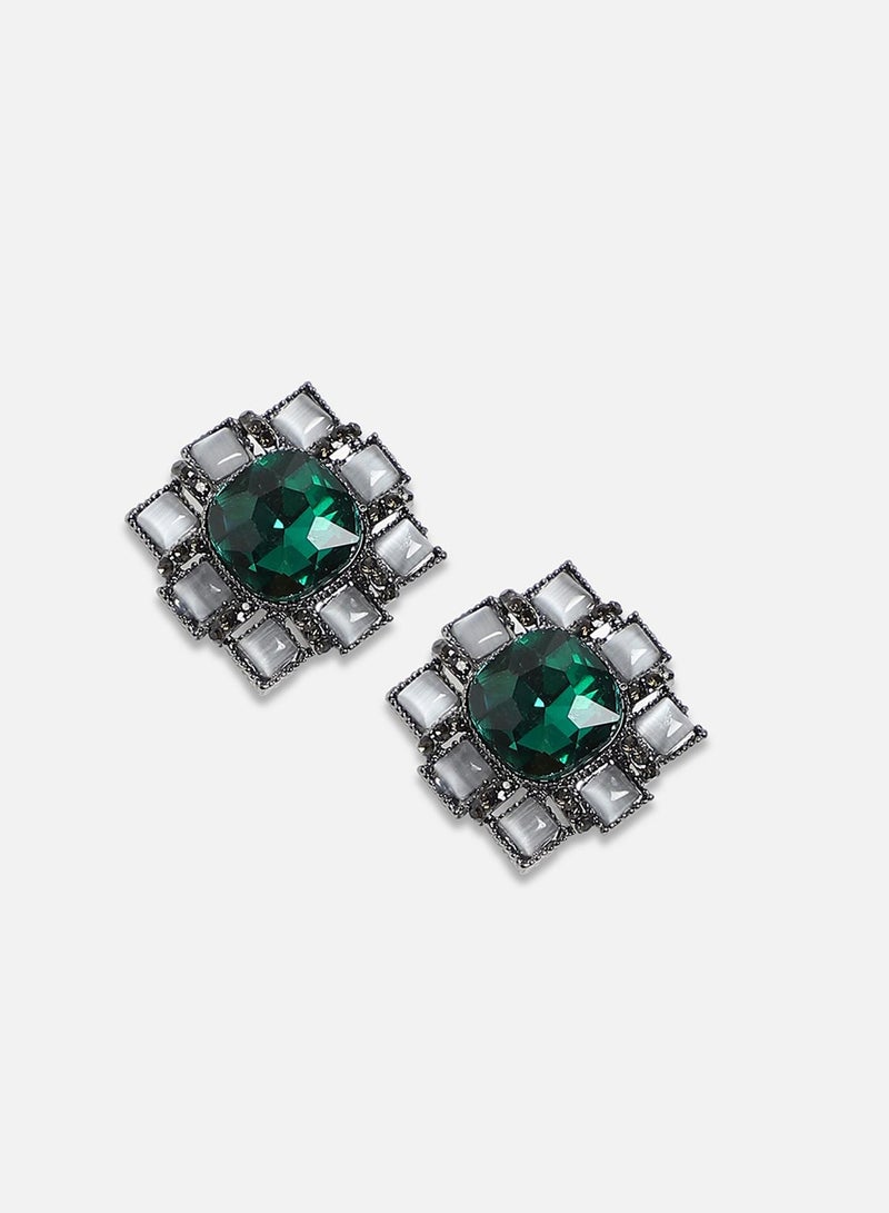 SOHI Emerald Soiree Artificial Stud Earring Jewellery - Image 2