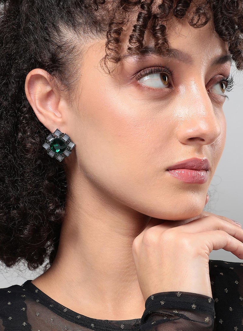 SOHI Emerald Soiree Artificial Stud Earring Jewellery - Image 4