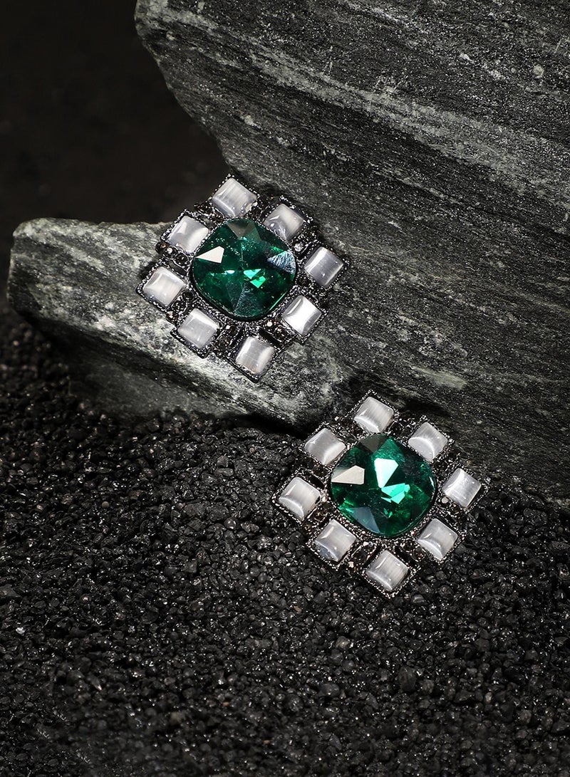 SOHI Emerald Soiree Artificial Stud Earring Jewellery - Image 5