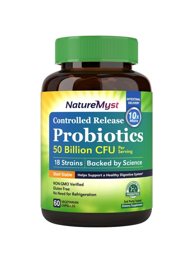 NatureMyst Probiotics 50 Billion per Serving, 18 Probiotic Strains, 60 Veggie Capsules - Non-GMO, Gluten Free - Image 1