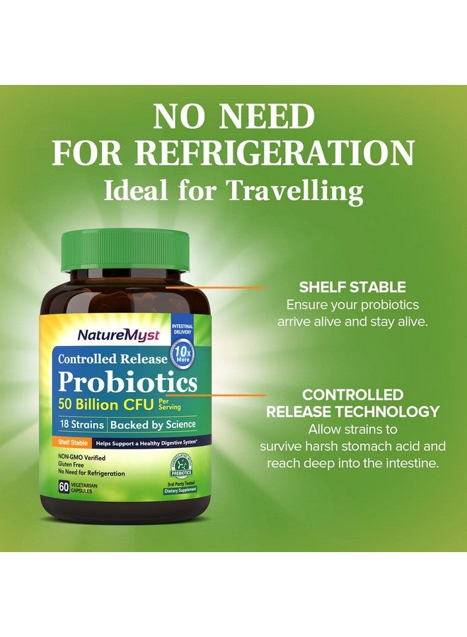NatureMyst Probiotics 50 Billion per Serving, 18 Probiotic Strains, 60 Veggie Capsules - Non-GMO, Gluten Free - Image 5