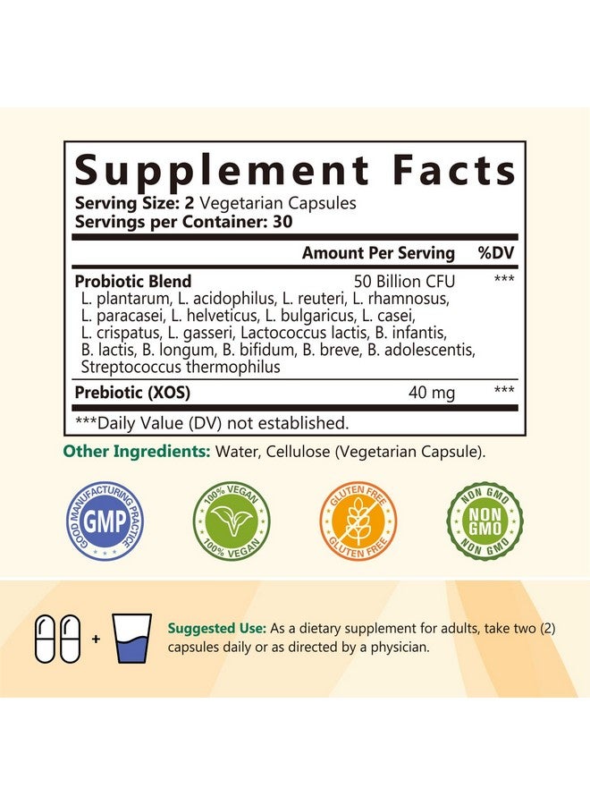 NatureMyst Probiotics 50 Billion per Serving, 18 Probiotic Strains, 60 Veggie Capsules - Non-GMO, Gluten Free - Image 2