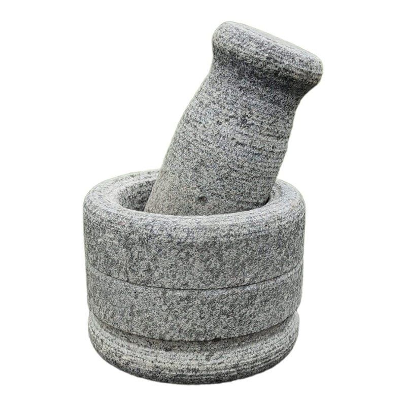 EZAHK Mortar and Pestle Set for Spices Okhli Masher Khalbatta Kharal Mixer Natural Traditional Grinder and Musal Well Design for Kitchen Home Herb 3x3 inch - Image 1