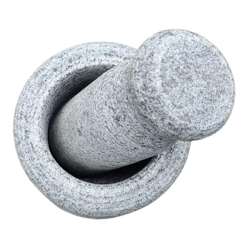 EZAHK Mortar and Pestle Set for Spices Okhli Masher Khalbatta Kharal Mixer Natural Traditional Grinder and Musal Well Design for Kitchen Home Herb 3x3 inch - Image 2