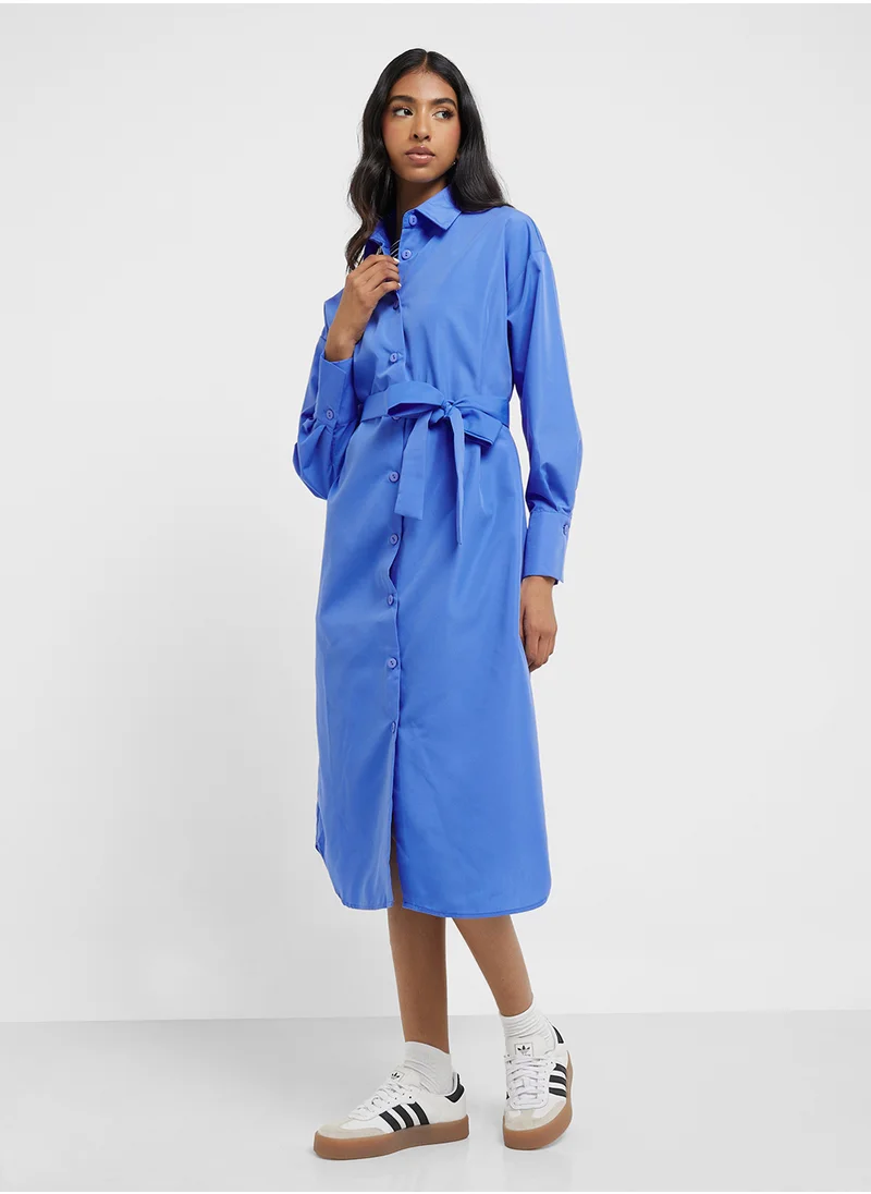 جينجر Button Down Shirt Dress With Belt