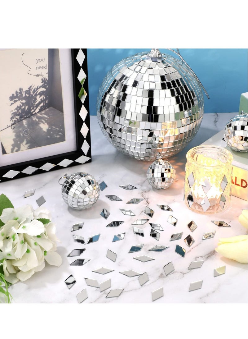 Captaintech Mini Diamond Shape Mirror Tiles for Crafts, 500 Pcs 1 x 0.5 Inch Rhombus Mini Mosaic Tiles Small Mirror Pieces Glass Tiles for Wall Home Decoration Crafts DIY Making Supplies - Image 3