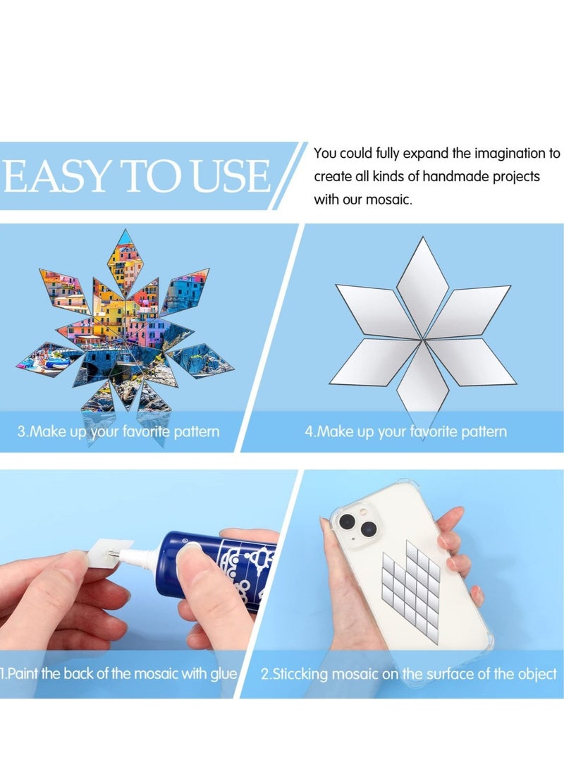 Captaintech Mini Diamond Shape Mirror Tiles for Crafts, 500 Pcs 1 x 0.5 Inch Rhombus Mini Mosaic Tiles Small Mirror Pieces Glass Tiles for Wall Home Decoration Crafts DIY Making Supplies - Image 5