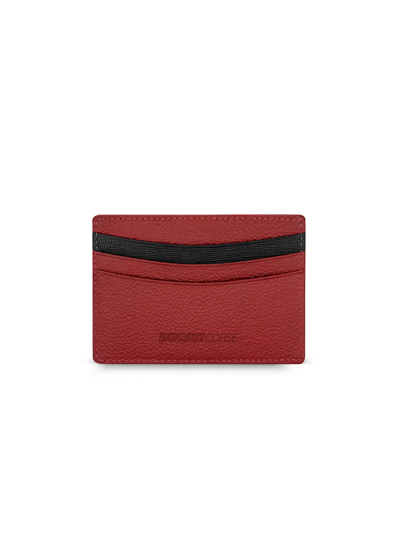 دوكاتي كورس Ducati Corse Trionfo Red Genuine Leather Card Holder For Men - DTLGD2200302