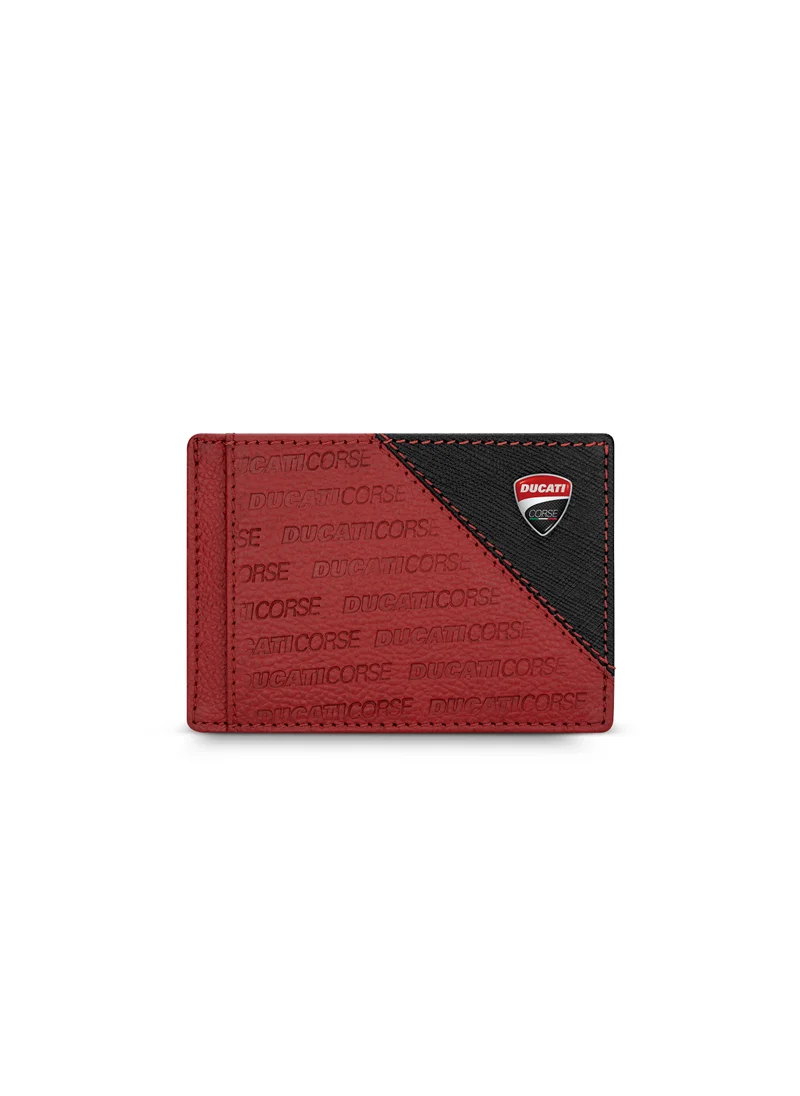 دوكاتي كورس Ducati Corse Trionfo Red Genuine Leather Card Holder For Men - DTLGD2200302