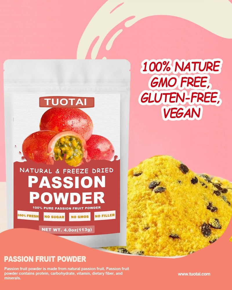 TUOTAI Freeze Dried Passion Fruit Powder, 4 Ounces, Passion Fruit Powder for Cake, Drinks and Baking Food - Image 3