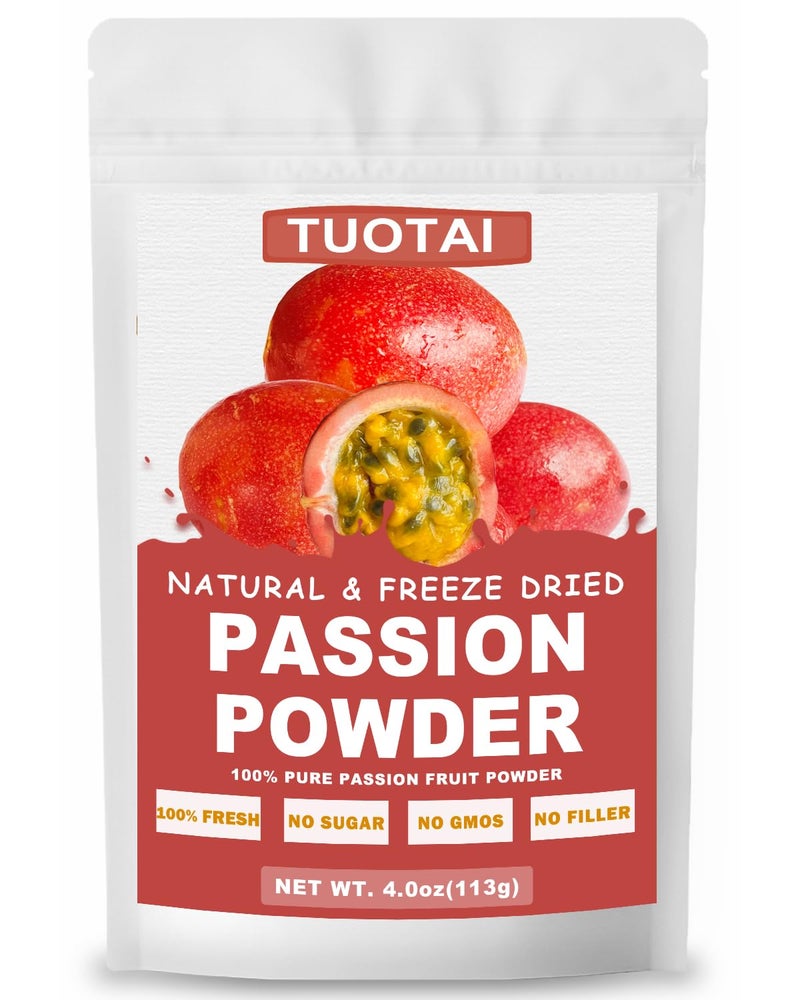 TUOTAI Freeze Dried Passion Fruit Powder, 4 Ounces, Passion Fruit Powder for Cake, Drinks and Baking Food - Image 1