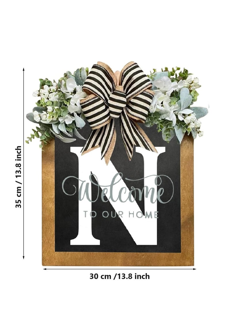 Bluejw Welcome Sign Creative Bowknot Letter Wreath In Front Of The Door Outdoor Decoration Props For The Courtyard 30x35CM - Image 2