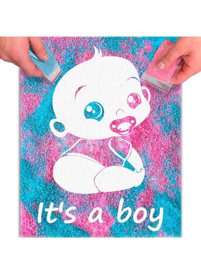 FETTIPOP Magic Art Canvas, Exposuring Sand Art (Gender Reveal – It's a Boy) – Surprise Baby Shower Pregnancy Announcement, Unique Gift 7.9x9.8 inch - Image 1