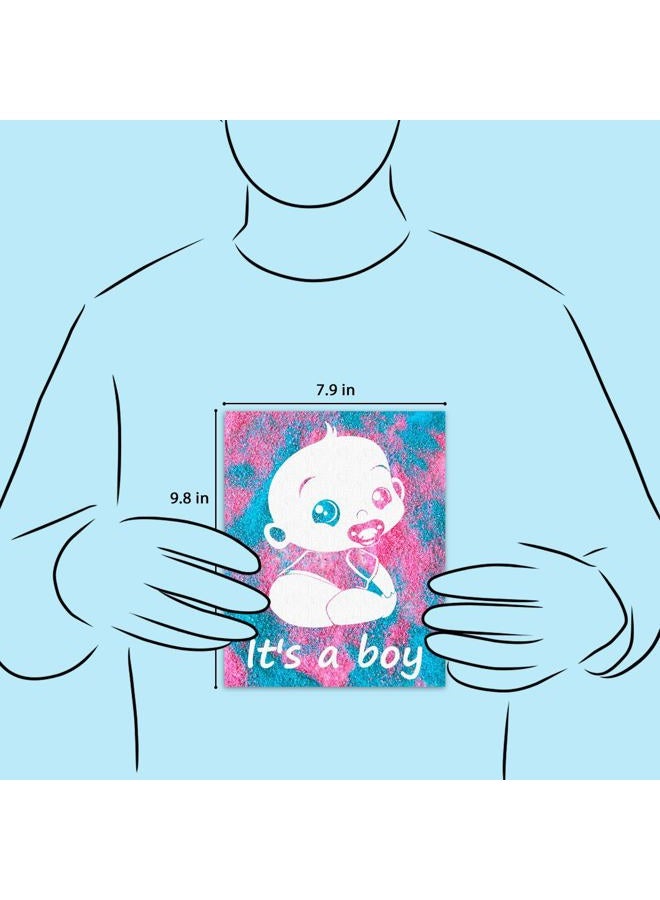 FETTIPOP Magic Art Canvas, Exposuring Sand Art (Gender Reveal – It's a Boy) – Surprise Baby Shower Pregnancy Announcement, Unique Gift 7.9x9.8 inch - Image 3