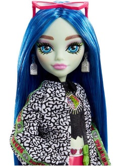 MONSTER HIGH Ghoulia Yelps Doll (10.1 In) With Blue Hair Pet And Accessories  - Image 3