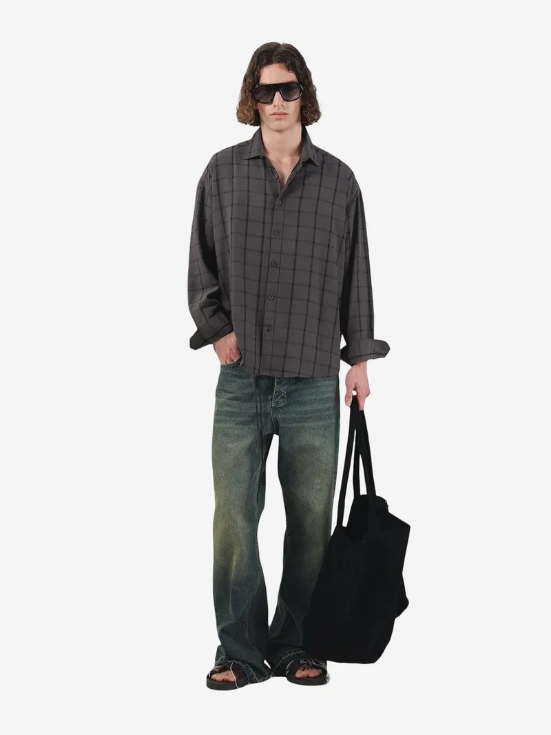 Giesto GIESTO Oversized plaid woven shirt