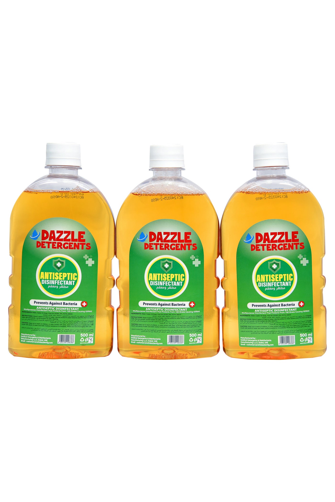 Dazzle OFFER PACK ( 3 Pack of 500ml ) : Dazzle Antiseptic Disinfectant Liquid