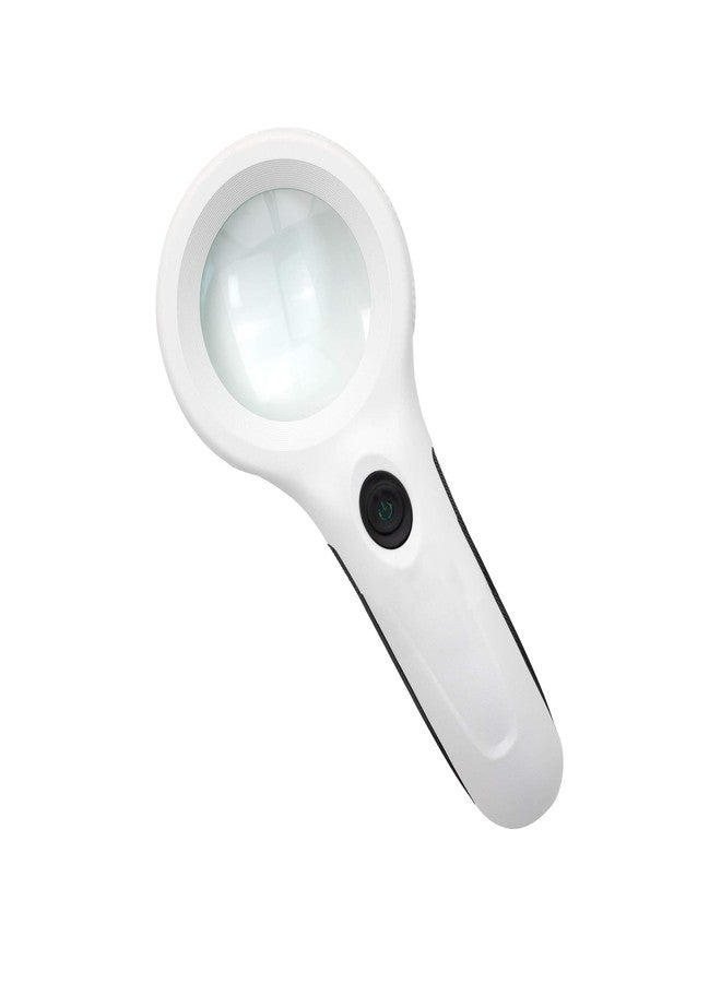 MARATHON RG030006 10x Handheld Magnifier with 8 LED Light, UV Light and Skid-Proof Grip (White) - Image 1