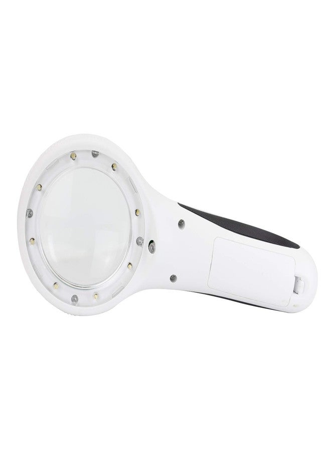 MARATHON RG030006 10x Handheld Magnifier with 8 LED Light, UV Light and Skid-Proof Grip (White) - Image 4