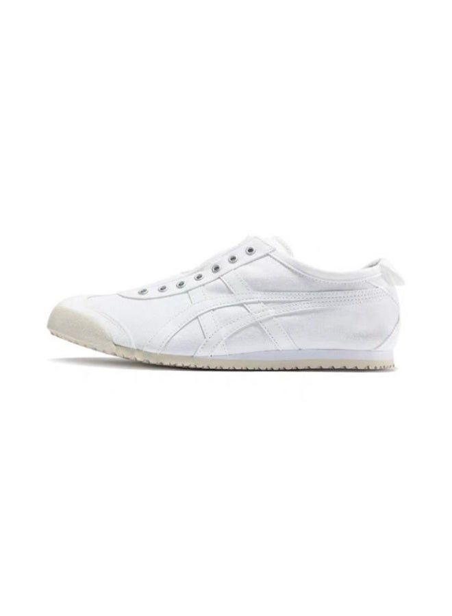 Onitsuka Tiger MEXICO 66 Slip-On Canvas Casual Sneakers Colorblock White/Checkered Blue - Lace-Free Flat Round Toe Lifestyle Shoes for Men and Women, Ages 10+ - Image 1