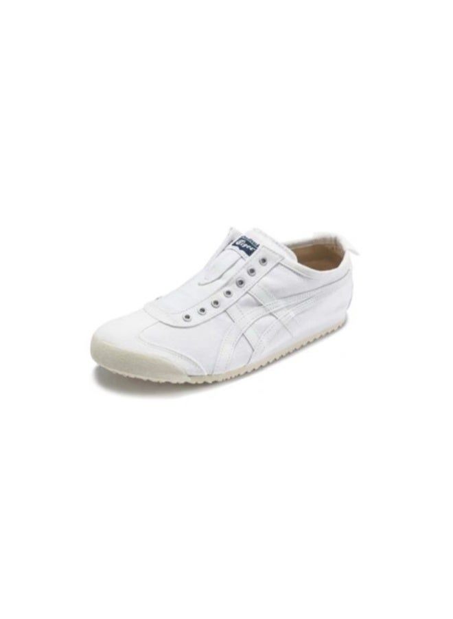 Onitsuka Tiger MEXICO 66 Slip-On Canvas Casual Sneakers Colorblock White/Checkered Blue - Lace-Free Flat Round Toe Lifestyle Shoes for Men and Women, Ages 10+ - Image 2