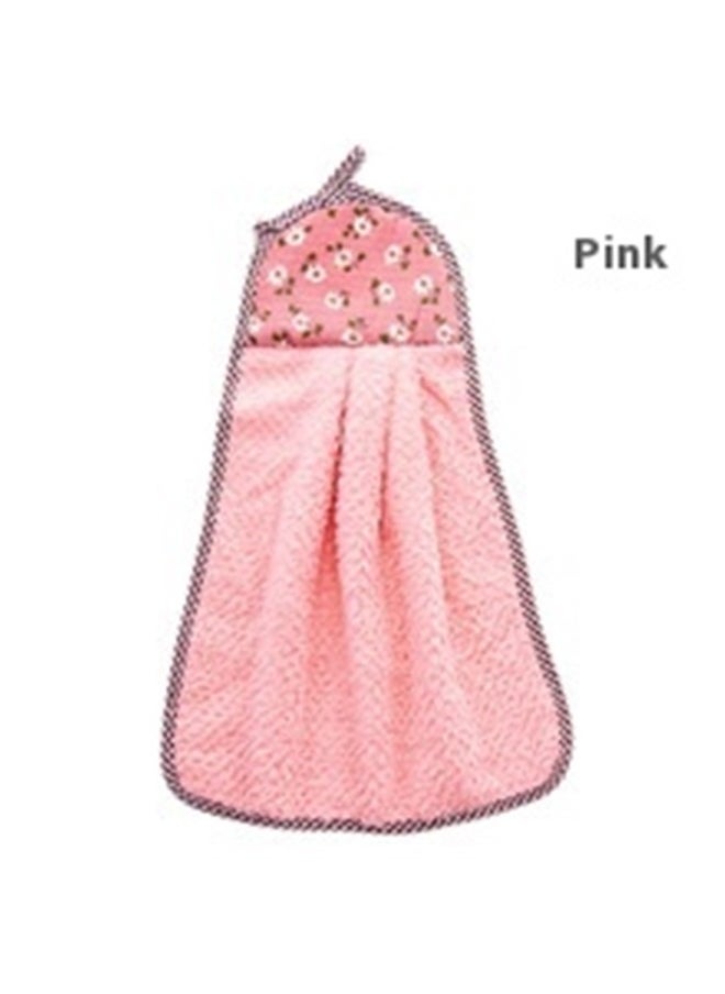yongsheng Cotton Sink Dish Cloth Pink 23x36cm，Wiping Hands Towel Quick-Dry Water Absorbent Dishcloth Non-Slip Hanging Towel for Kitchen  - Image 2