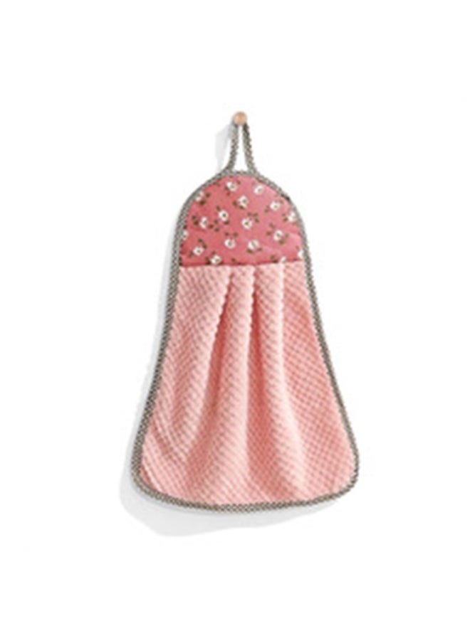 yongsheng Cotton Sink Dish Cloth Pink 23x36cm，Wiping Hands Towel Quick-Dry Water Absorbent Dishcloth Non-Slip Hanging Towel for Kitchen  - Image 3