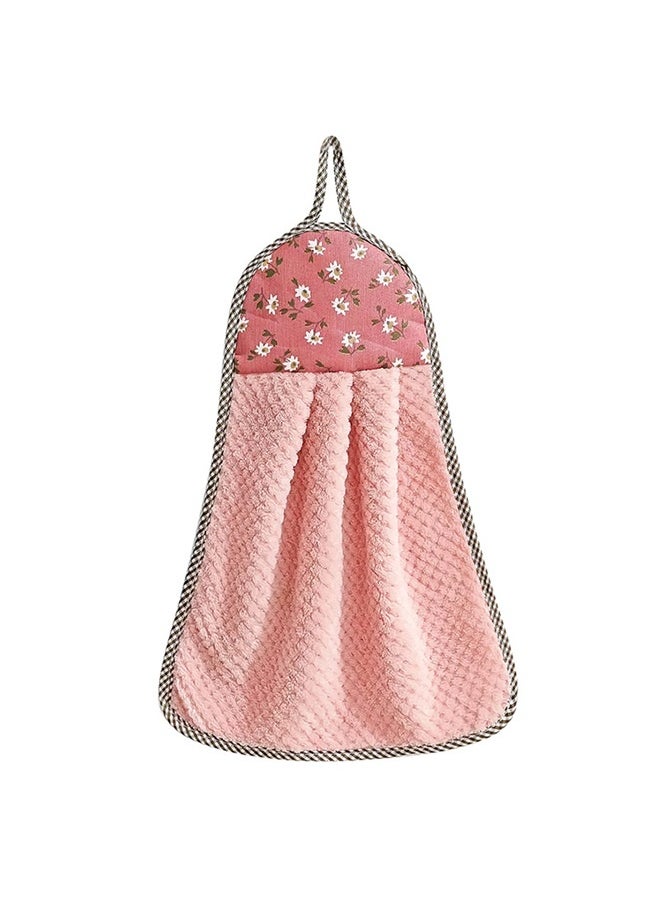 yongsheng Cotton Sink Dish Cloth Pink 23x36cm，Wiping Hands Towel Quick-Dry Water Absorbent Dishcloth Non-Slip Hanging Towel for Kitchen  - Image 1