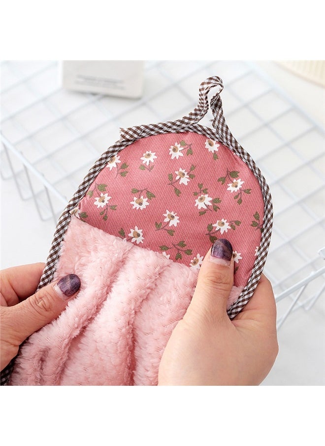 yongsheng Cotton Sink Dish Cloth Pink 23x36cm，Wiping Hands Towel Quick-Dry Water Absorbent Dishcloth Non-Slip Hanging Towel for Kitchen  - Image 4