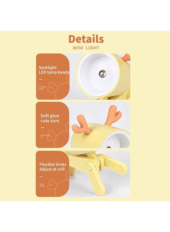 Cartoon Night Light Kid Lamp Mini Deer LED Desk Lamps Cute DIY Portable with Adjustable Phone Holder for Kids Students Bedroom Bookends Nursery Room - Image 2
