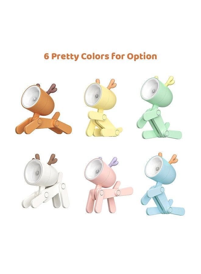 Cartoon Night Light Kid Lamp Mini Deer LED Desk Lamps Cute DIY Portable with Adjustable Phone Holder for Kids Students Bedroom Bookends Nursery Room - Image 3
