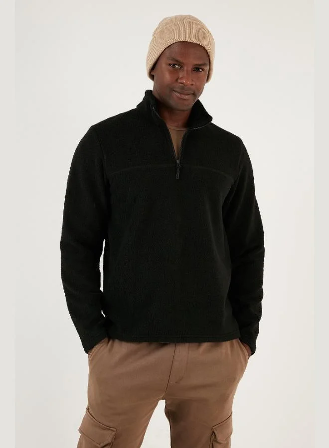 Buratti Buratti Slim Fit Half Zipper Soft Textured Winter Polar Fleece Men's POLAR 59060011