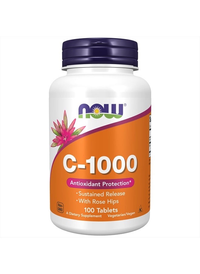 now Supplements, Vitamin C-1,000 with Rose Hips, Sustained Release, Antioxidant Protection*, 100 Tablets - Image 1