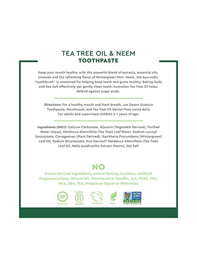 Desert Essence Natural Tea Tree Oil Wintergreen Toothpaste, 6.25 Ounce - 2 per case. - Image 1