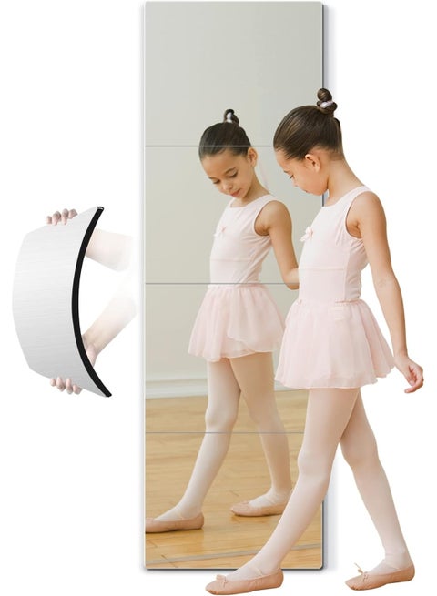 Full Length Mirror for Kids Safety Shatterproof Mirror, Plastic Wall Mirrors, Made Of Acrylic Plexiglass Mirrors, 4 Pcs 30 x 20cm, Long Bedroom Door Closet Mirror's, Workout For Home Gym Body Mirror's