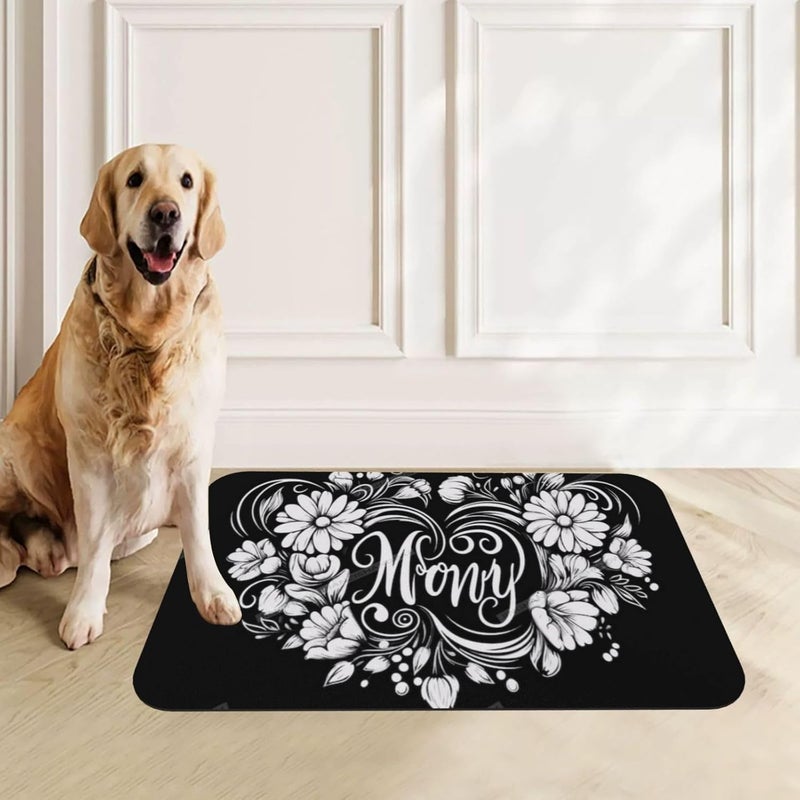 Pet Feeding Mat Absorbent Dog Mat for Food and Water Bowl Dog Accessories Happy Mother's Day Floral Gift for Mom Hm Pet Supplies Dogs Quick Dry Cat Water Dispenser Mats 24x16In - Image 4