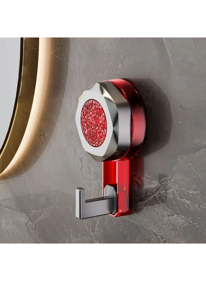 Red Strong Adhesive Suction Cup Hooks 2pcs No Drill Wall Mounted Bathroom Storage Organizer - Image 1
