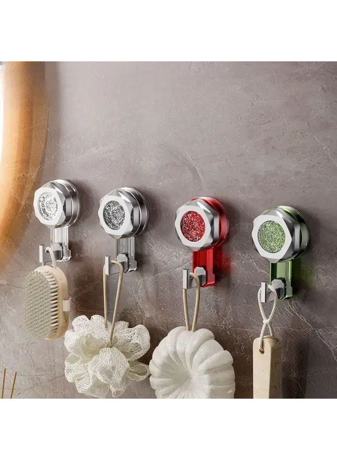 Red Strong Adhesive Suction Cup Hooks 2pcs No Drill Wall Mounted Bathroom Storage Organizer - Image 2