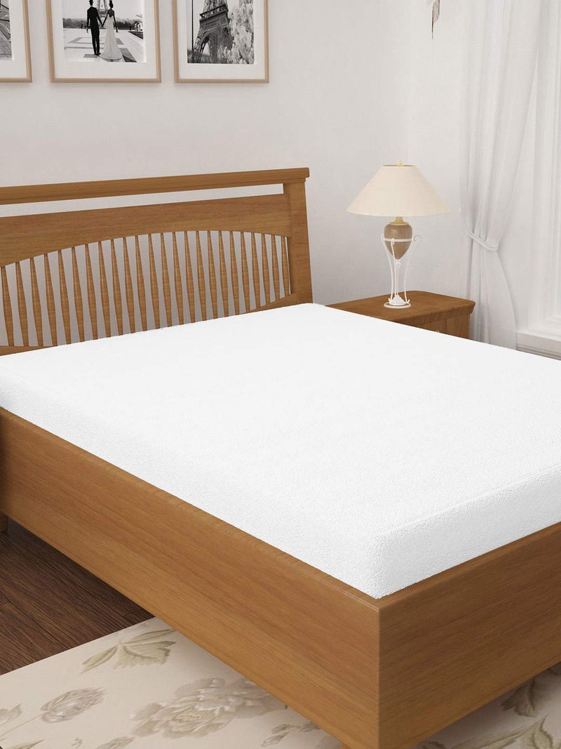 BIANCA Mattress Protector -1pc Medium (coolsheild) | Waterproof & Breathable Anti Bacterial | Size Mattress Protector with Fitted Pattern and Elastic Edges. Plain-White - Image 1