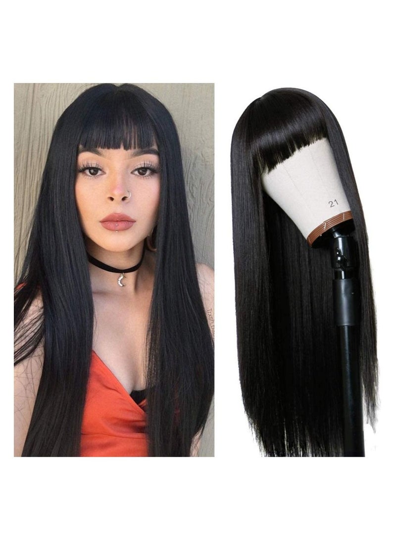 إستيل شعر مستعار طويل مستقيم من Estelle مع شعر مستعار، شعر مستعار كامل من الألياف الطبيعية المقاومة للحرارة باللون الأسود للنساء العصريات - Image 1