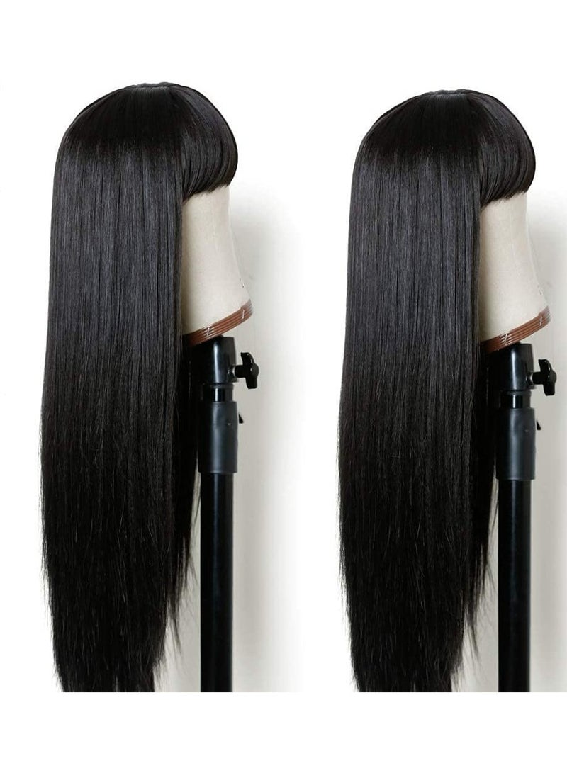 إستيل شعر مستعار طويل مستقيم من Estelle مع شعر مستعار، شعر مستعار كامل من الألياف الطبيعية المقاومة للحرارة باللون الأسود للنساء العصريات - Image 3