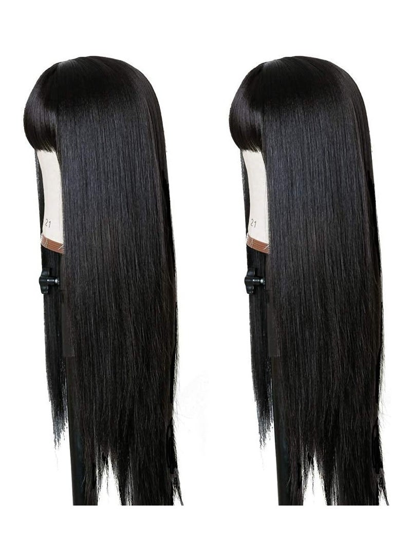 إستيل شعر مستعار طويل مستقيم من Estelle مع شعر مستعار، شعر مستعار كامل من الألياف الطبيعية المقاومة للحرارة باللون الأسود للنساء العصريات - Image 4