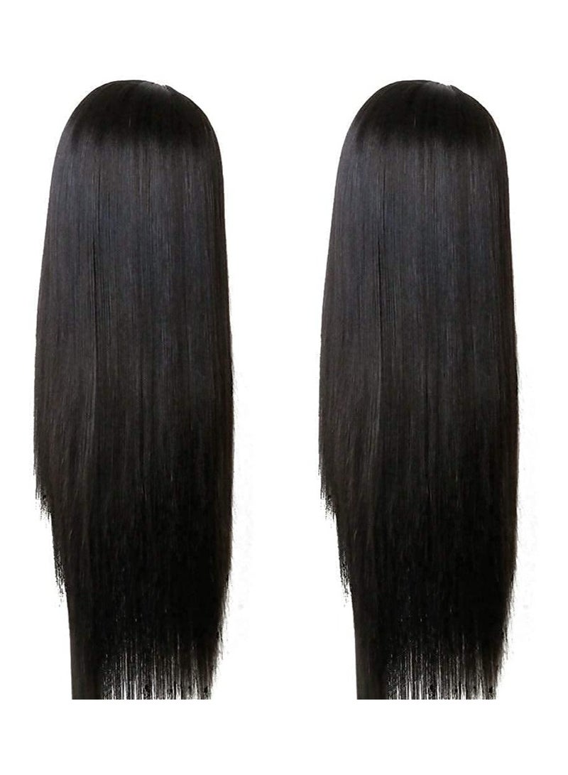 إستيل شعر مستعار طويل مستقيم من Estelle مع شعر مستعار، شعر مستعار كامل من الألياف الطبيعية المقاومة للحرارة باللون الأسود للنساء العصريات - Image 5