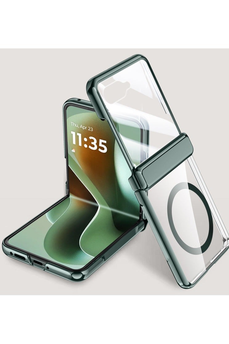 general for Motorola Razr 60 Ultra 2025 Magnetic Case Compatible with Mag-Safe  Hinges Protection  Built-in Front Screen Protector  Plated Frame Clear Thin Cover